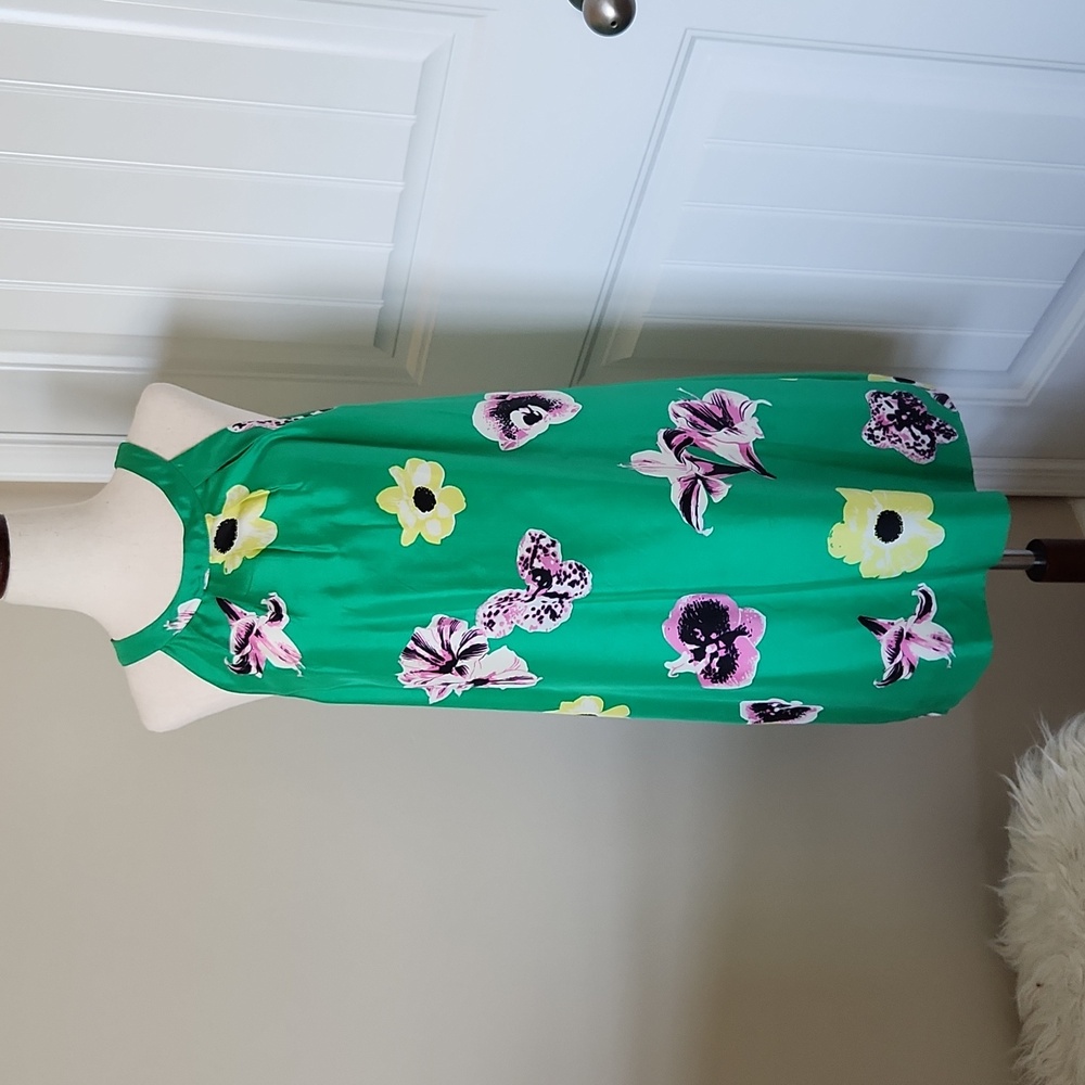 EUC J. CREW SILK SHIFT DRESS W. APRON STYLE BACK
